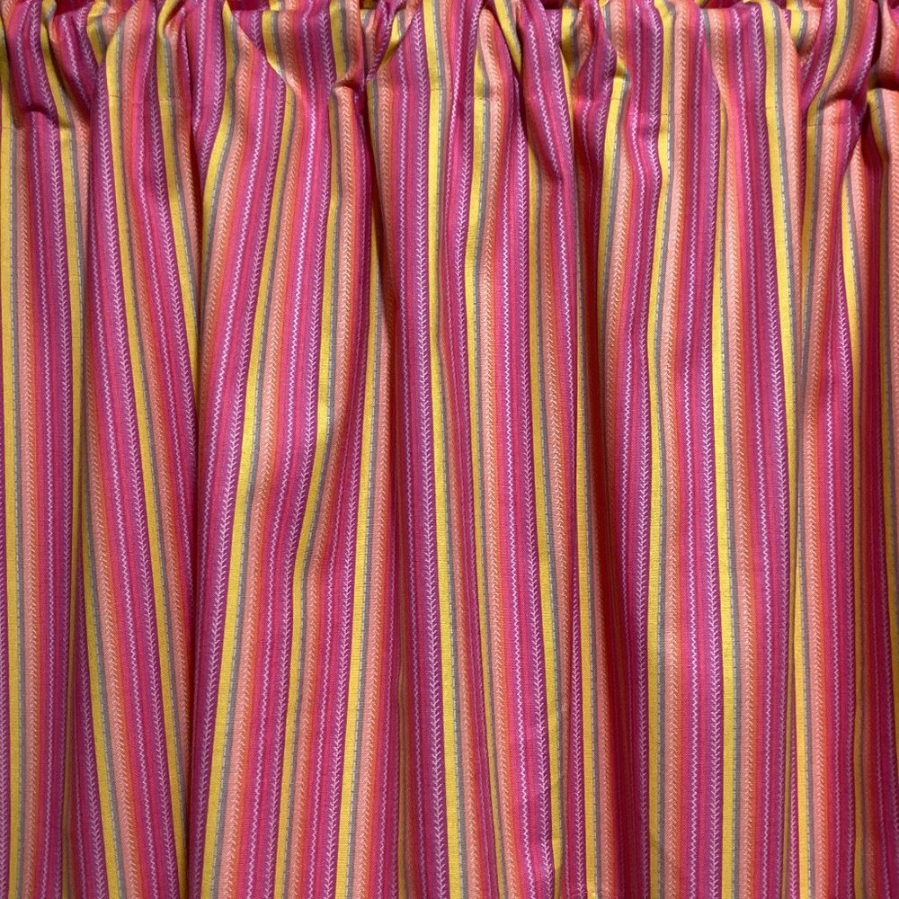 HANDMADE PINK STRIPE COTTON VALANCE, 42 X 15 INCHES